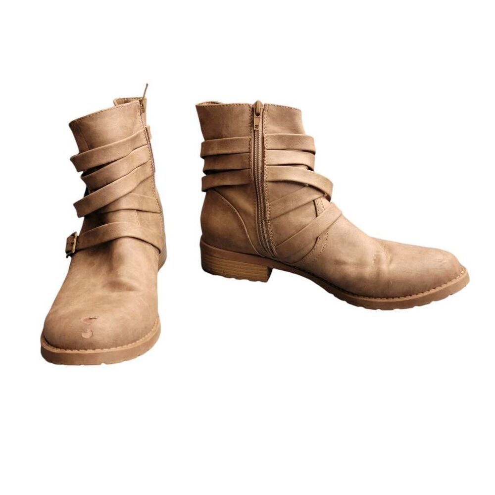 By Guess Brown Strappy Combat Boots - Picture 11 of 11